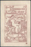 Nagy Sándor (1869-1950): B. Weissenbach Iván könyve (szecessziós ex libris). Klisényomat, papír, jelzett a nyomaton. 10x6,5 cm