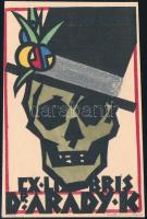 Grünbaum Ernő (1908-1945): Ex libris sr. Arady K. Linómetszet, papír, jelzett, 11,5×7 cm