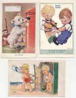 3 db RÉGI grafikai képeslap / 3 pre-1945 graphic art postcards