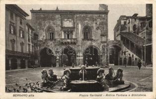 Bergamo Garibaldi square Old Fountain and Library (EK)