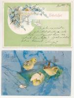 2 db RÉGI (1905 előtti) litho üdvözlőlap / 2 pre-1905 litho greeting postcards