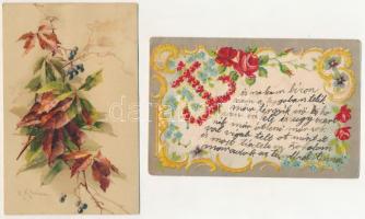 5 db RÉGI üdvözlőlap vegyes minőségben, közte litho / 5 pre-1945 greeting postcards in mixed quality...