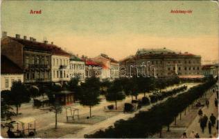 1912 Arad, Andrássy tér, Verbos A. és fiai üzlete, piac / square, shops, market (EK)
