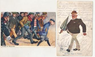 2 db RÉGI grafikai képeslap: B.K.W.I. / 2 pre-1945 Austrian graphic art postcards