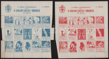 1955 Filatéliai és numizmatikai kiállítás Eszperantó levélzáró kisívek 2 db kis saroktöréssel