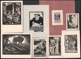 ca 1910-30 8 db szecessziós és art deco ex libris, különböző alkotók és technikák, részben ritka dar...