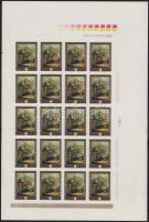 1969 Festmények (VII.) 60f gumi nélküli vágott 20-as nyomdai ív, nyomdai jelzésekkel (ráncok / creases)