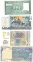 Szerbia 2013. 10D + Kambodzsa 2022. 200R + Libanon 2016. 1000L + Indonézia 2013. 1000R T:UNC-AU
Ser...