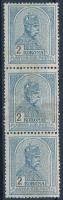 1913 Turul 2K függőleges hármascsík fekvő vízjellel (* 156.000) (foltok / spots)