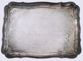 cca 1900-1930 Bachruch Antal ezüst (Ag) tálca, jelzett, 46x35 cm, nettó 1572g