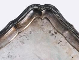 cca 1900-1930 Bachruch Antal ezüst (Ag) tálca, jelzett, 46x35 cm, nettó 1572g