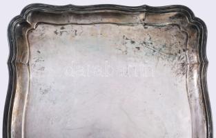 cca 1900-1930 Bachruch Antal ezüst (Ag) tálca, jelzett, 46x35 cm, nettó 1572g