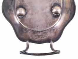 Jugendstil ezüstözött alpakka tálca, jelzett, kopással, h: 46 cm