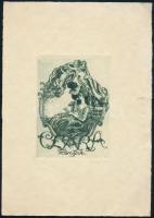 Gara Arnold (1882-1929): Clara könyve (ex libris). Rézkarc, papír, jelzett, 11,5x8,5 cm