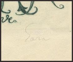 Gara Arnold (1882-1929): Clara könyve (ex libris). Rézkarc, papír, jelzett, 11,5x8,5 cm