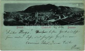 1899 Brassó, Kronstadt, Brasov; látkép este holdfényben. W. Hiemesch kiadása / general view at night in moonlight (EK)
