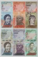 Venezuela 2013-2018. 2B - 2000B (6xklf) T:UNC-AU hullámos papír Venezuela 2013-2018. 2 Bolívares - 2000 Bolívares (6xdiff) C:UNC-AU wavy paper