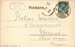 1902 Cieszyn, Teschen; Olsawehre, Dreibrüderbrunnen. Hutterer's Postkartenverlag / street view,...