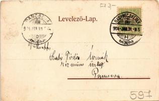 1904 Nagybecskerek, Zrenjanin, Veliki Beckerek; Polgári iskola, Nepomuki Szent János szobra. Oldal f...