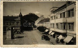 Déva, Deva; Strada Regina Maria, Banca Decebal / Mária királyné utca, Hirsch Testvérek, Max Godel üzlete, bank / street, shops, bank (tűnyomok / pinmarks)