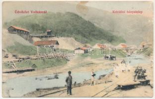 1906 Vulkán, Zsilyvajdejvulkán, Jiu-Vaidei-Vulcan, Vulcan; Krivádiai (krividini, krividiai) bánya telep, iparvasút. Herz Arnold kiadása / coal mine, industrial railway (Rb)