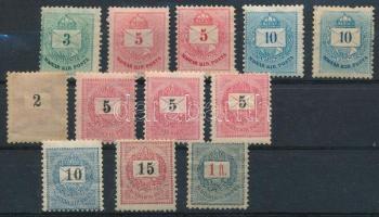 5 db Színesszámú + 7 db Feketeszámú krajcáros bélyeg