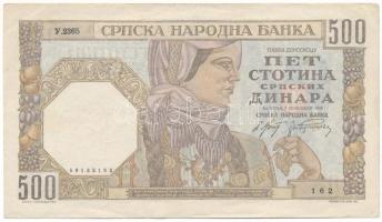 Szerbia 1941. Német megszállás 500D "Y.2365 162" T:F Serbia 1941. German occupation 500 Dinara "Y.2365 162" C:F Krause 27.b