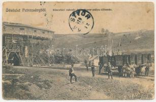 1916 Petrozsény, Petroseni, Petrosani; Kincstári rakodó és sodronypálya állomás, bánya. Adler fényirda kiadása / loading stand, industrial railway, mine (Rb)
