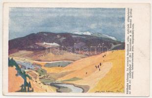 Carlibaba, Kirlibaba, Radnalajosfalva (Bukovina, Bucovina); Az oroszok hadászati célja, melynek elfoglalalását az 1916. szept. 17-26-i harcokban a 30. honvéd gyalogezred, felmorzsolása árán, megakadályozta. A m. k. 30. honv. gyalogezr. özvegy- és árvaalapja javára kiadja a 30. honv. pótzászlóalj ezredtört. csoportja / WWI K.u.k. military art postcard s: Juszkó hdngy (EK)