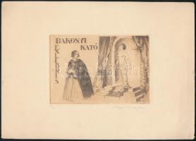 Markó Lajos (1882-?): Ex libris Bakonyi Kató. Rézkarc, papír, jelzett, számozott (6/12), 9,5x14 cm