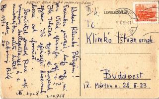 1971 Emlékezzünk a munka hőseiről, 1945 január, katonai repülő. Abonyi Béla nyomtatott rajza és sajá...