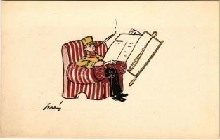 Humoros magyar katonai művészlap. Kiadja a Ludovika Akadémia Levente-köre / Hungarian military art postcard, humour s: Szabó