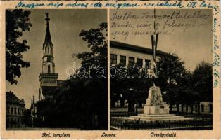 1944 Losonc, Lucenec; Református templom, Országzászló / Calvinist church, Hungarian flag (EK)