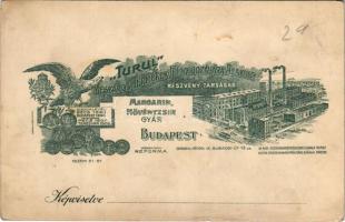 Budapest IX. Turul mészáros-termékek feldolgozására alakult részvénytársaság margarin és növényzsír gyára. Gubacsi út 13. Márton és Vas Art Nouveau (fl)