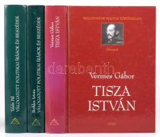 Millenniumi Magyar Történelem sorozat 3 kötete: Bethlen István: Válogatott politikai írások és beszédek. Szerk. és az utószót írta: Romsiscs Ignác. Millenniumi Magyar Történelem. Politikai gondolkodók.; Teleki Pál: Válogatott politikai írások és beszédek. Szerk. és az utószót írta: Ablonczy Balázs. Millenniumi Magyar Történelem. Politikai gondolkodók.; Vermes Gábor: Tisza István. Millenniumi Magyar Történelem. Életrajzok. Bp.,2000-2001., Osiris. Kiadói kartonált papírkötések