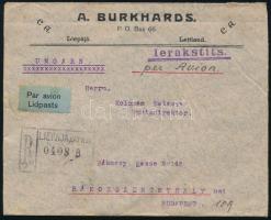 1928 Ajánlott légi levél dekoratív bérmentesítéssel Magyarországra / Registered airmail cover to Hun...