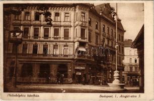 Budapest I. Philadelphia kávéház (tulajdonos Szabó Sámuel). Alagút utca 3. (EK)