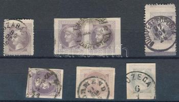 1867 7 db Hírlapbélyeg nagyrészt későbbi magyar bélyegzésekkel