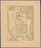 Nagy Sándor (1868-1950): Györgyi Kálmán könyve (szecessziós ex libris). Klisényomat, papír, jelzett a nyomaton, 10,5x8 cm