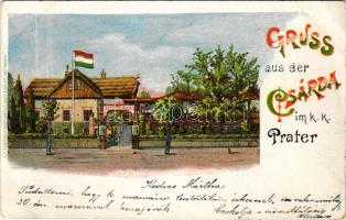 1900 Wien, Vienna, Bécs; Gruss aus der Csárda im k. k. Prater / Hungarian Restaurant in the amusement park (EB)