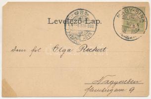 1903 Morgonda, Mergeln, Merghindeal; Evangélikus templom és iskola, Fő utca, jegyzőlak, községi irod...