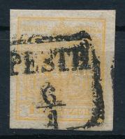 1850 1kr HP III narancs, szép friss szín "PESTH" Sign: Matl (ANK EUR 220.-)