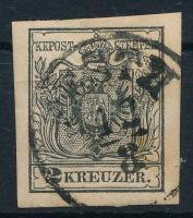 1850 2kr MP III fekete, szép szélekkel, mosatlan bélyeg kevés eredeti gumival "PESTH" (40.000)