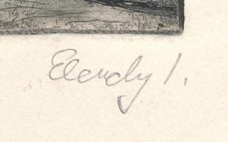 Élesdy István (1912-1987): Budavári utca. Rézkarc, papír, jelzett. 11,5x17 cm