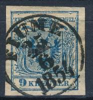 1850 9kr HP III eredeti gumirészekkel "FIUME 1854"