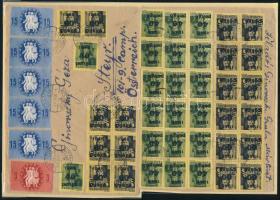 1946 (8. díjszabás) Levél Ausztriába 46 db bélyeggel "BÁNRÉVE"