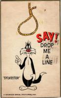 1962 Say! Drop me a line "Sylvester". Bugs Bunny Fun Postcard, Warner Bros. Pictures (ragasztónyomok / glue marks)