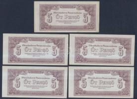 1944. "A Vörös Hadsereg Parancsnoksága" 2P (5x), 5P (5x) T:I,II+