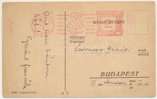 1934 A Vörös Bestia, Vígszínház, színházi plakát képeslap. A főszereplő Gaál Franciska (1904-1973) s...