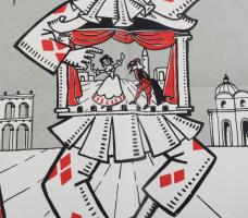 Viva la commedia dell'arte, Utrecht 1971, plakát, Rodolfo jelzéssel a plakáton. Hajtva. 65x49,5...